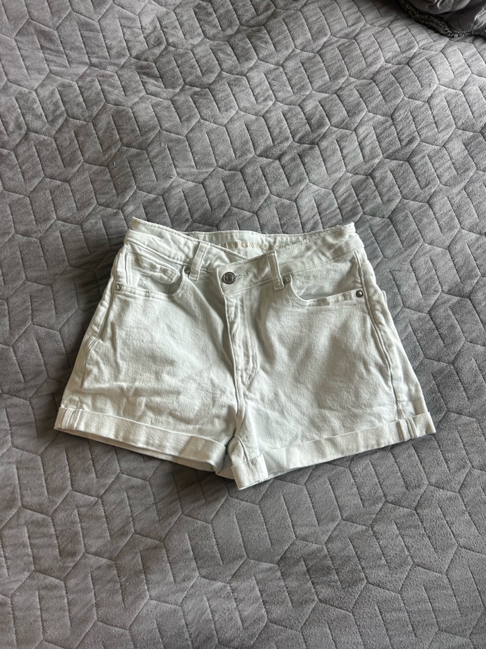 American Eagle White Denim High-Waist Shorts